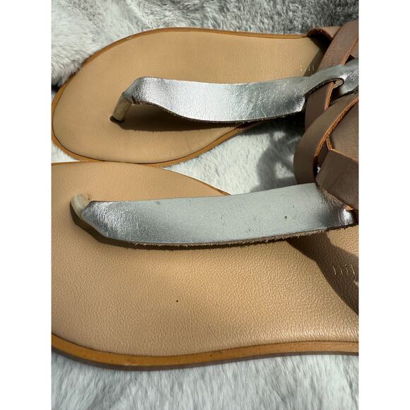Mercanti Fiorentini Silver Brown Leather Strappy Sandals Italy Size 40 / US 10 - Picture 2 of 12